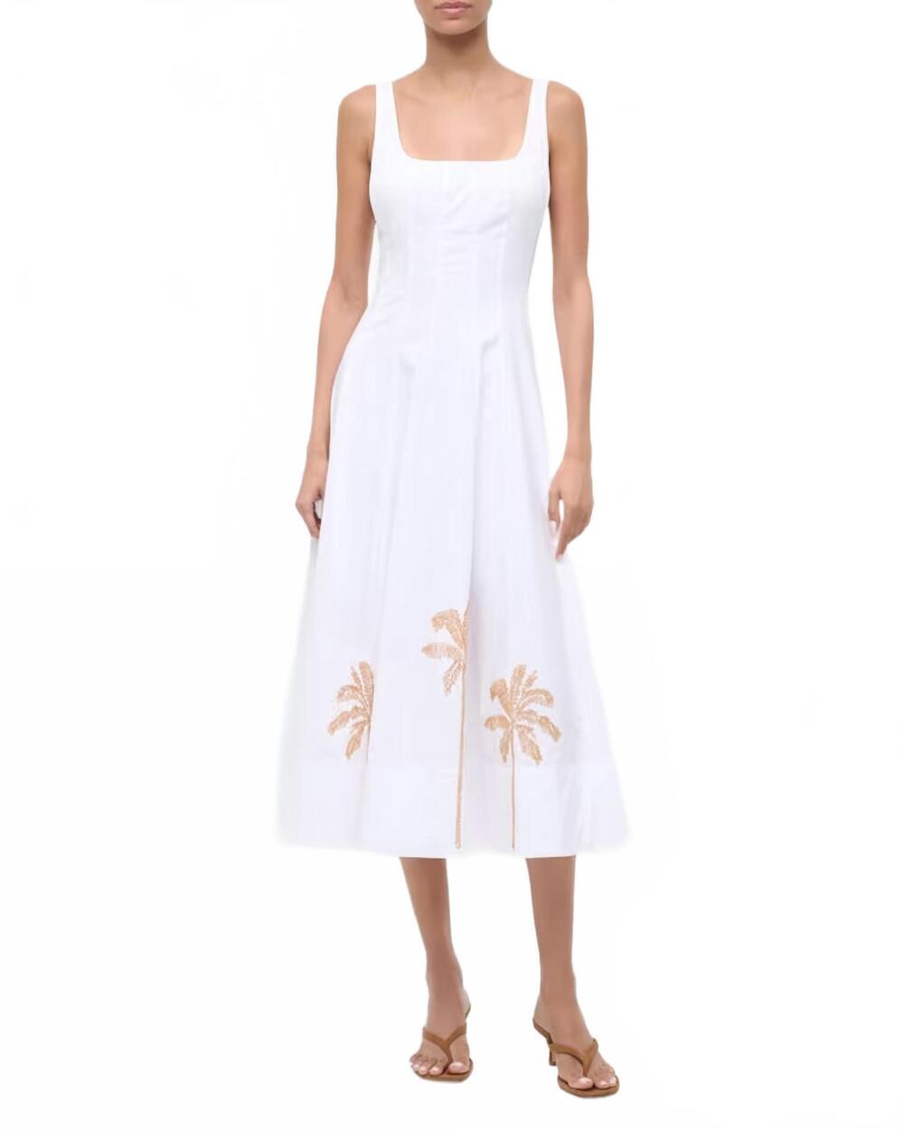 NEW STAUD wells dress in white embroidery